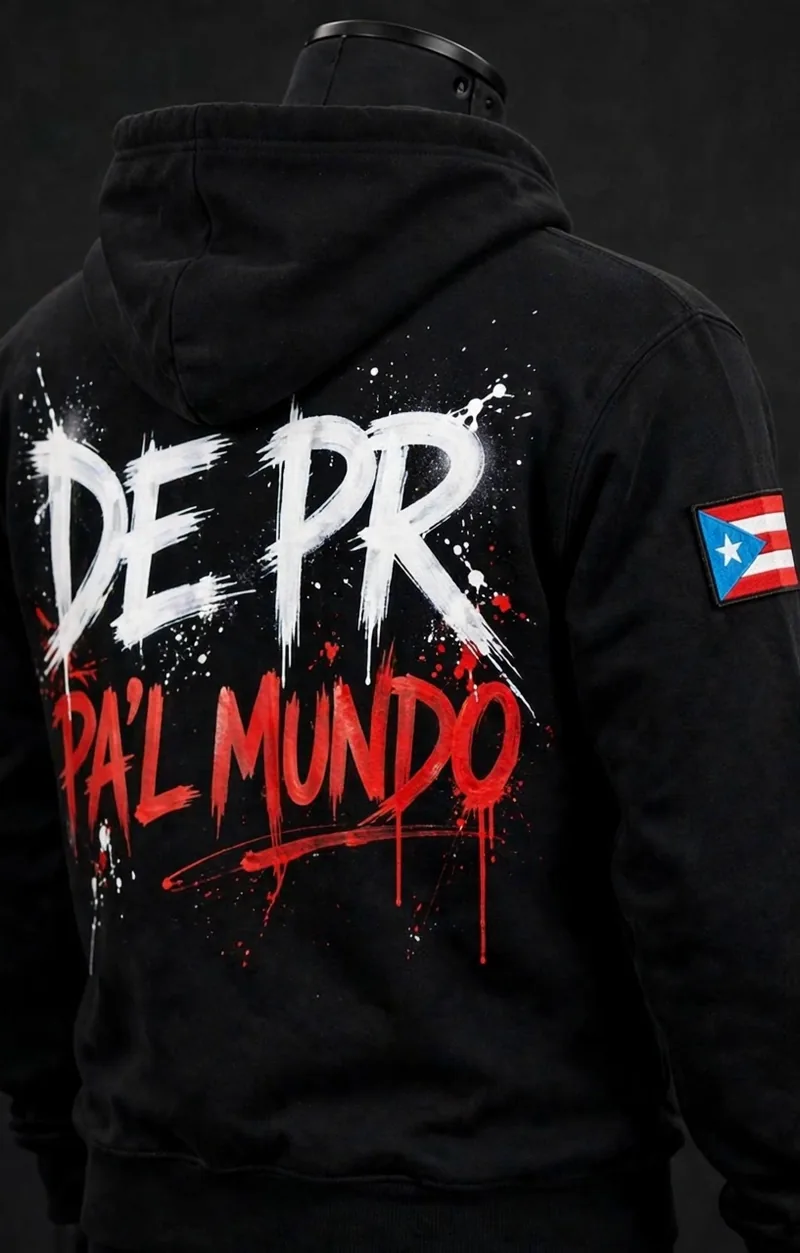 Hoodie oficial Hasta Abajo — atrás: DE PR PA'L MUNDO