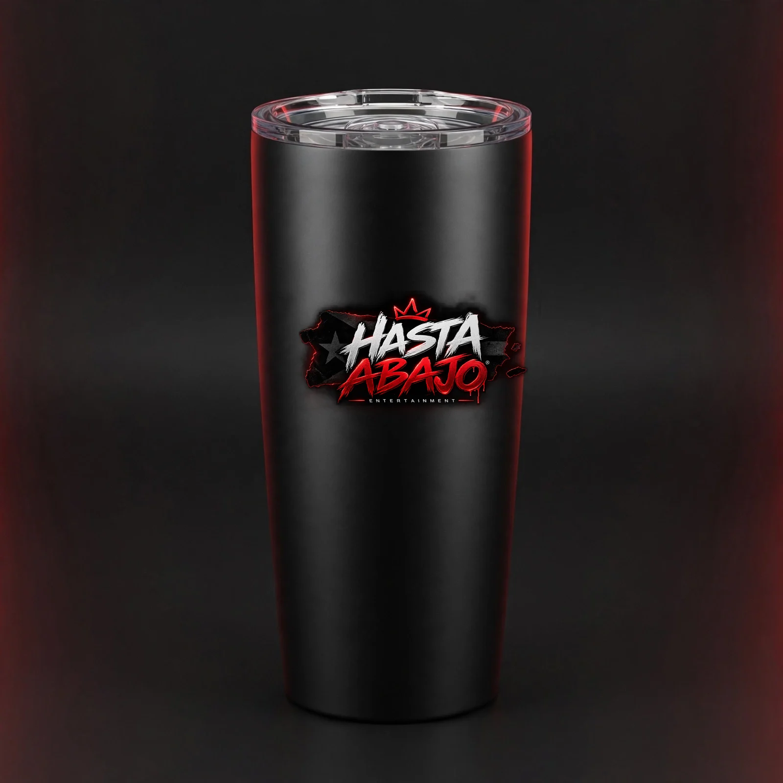 Vaso térmico Hasta Abajo — negro, 20 oz, acero inoxidable con el logo